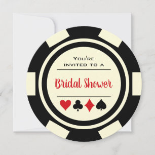 Invitation Las Vegas Poker Chip Black Off White Fête des mari