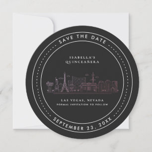 Invitation Las Vegas Quinceañera Enregistrez la date
