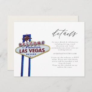 Invitation LAS VEGAS Sign Mariage ou Event Details Card