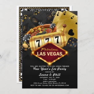Invitation Las Vegas Soirée du Nouvel An à thème
