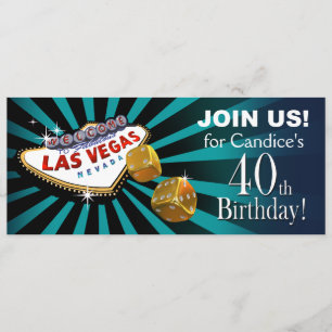 Invitation Las Vegas Starburst 40e Anniversaire sarcelle or n