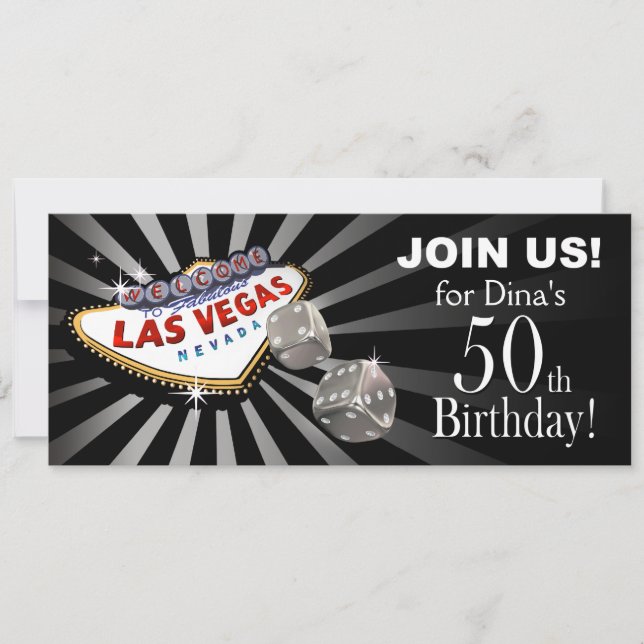 Invitation Las Vegas Starburst 50e anniversaire noir argent (Devant)