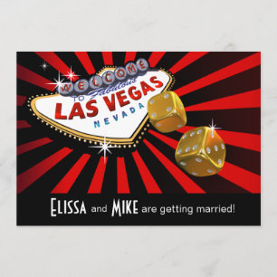 Invitation Las Vegas Starburst Mariage or noir rouge