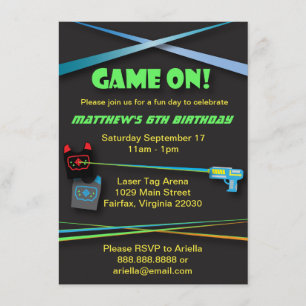 Invitation Laser Tag Birthday ou Team Building Party
