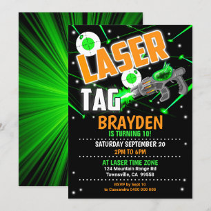 Invitation Laser Tag Green Laser Tag Party Invitat