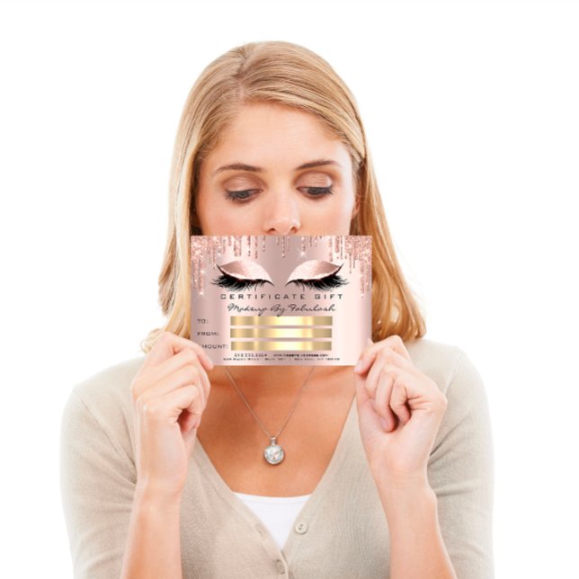 Invitation Lashes de luxe Blush Drips certificat de maquillag (Luxury Lashes Blush Drips Makeup Certificate Gift Invitation)