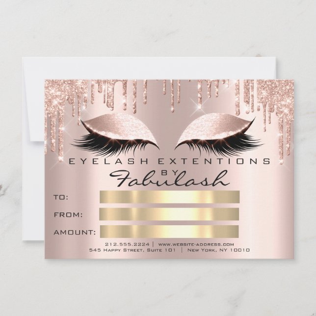 Invitation Lashes de luxe Rose Gold certificat maquillage cad (Devant)