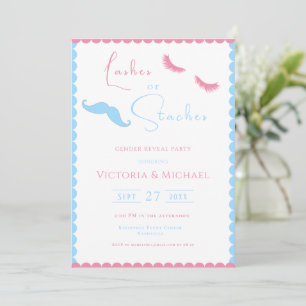 Invitation Lashes ou staches rose et bleu Révélation de genre