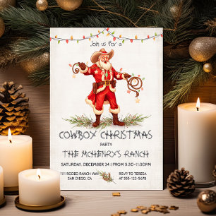 Invitation Lasso de Noël de Cowboy Père Noël