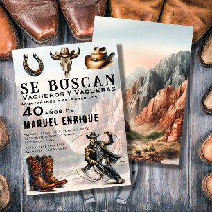 Invitation Lasso Vaquero Anniversaire 40 ans Cow-boy Western