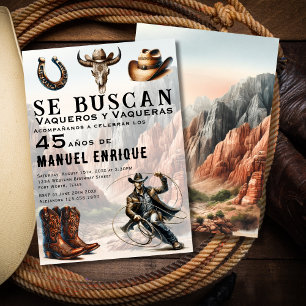 Invitation Lasso Vaquero Anniversaire 45 ans Western Espagnol