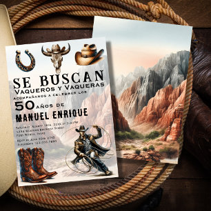 Invitation Lasso Vaquero Western Espagnol Cow-boy 50e Anniver