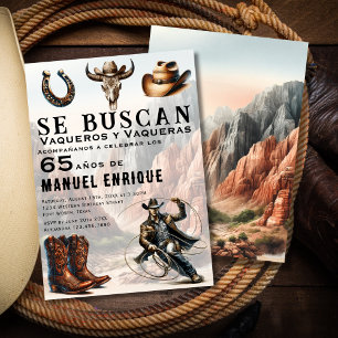 Invitation Lasso Vaquero Western Espagnol Cow-boy 65e Anniver