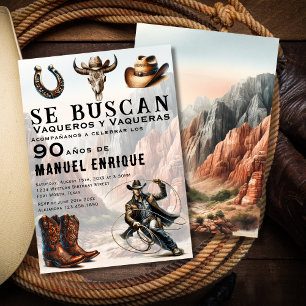 Invitation Lasso Vaquero Western Espagnol Cow-boy 90e Anniver