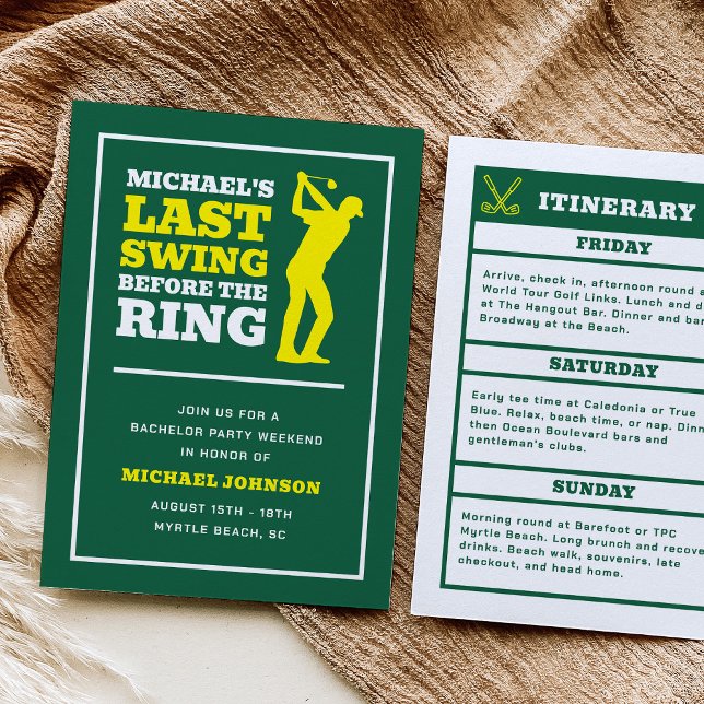 Invitation Last Swing Before the Ring Bachelor Party Invite (Créateur téléchargé)