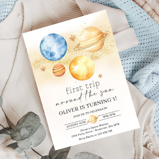 Invitation L'Astronaut Espace Premier Voyage Autour Du Soleil
