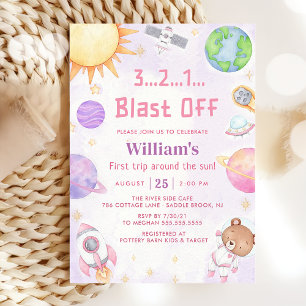 Invitation L'Astronaut Espace Premier Voyage Autour Du Soleil