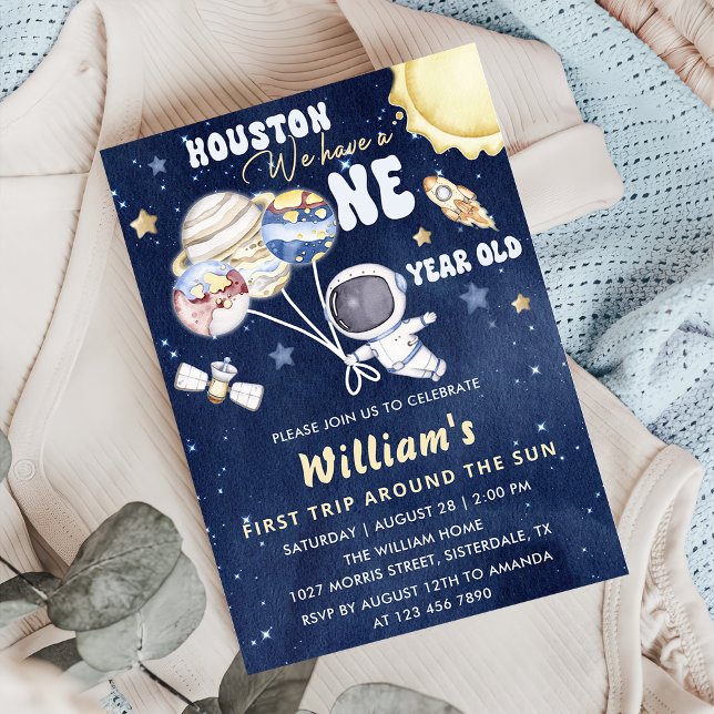 Invitation L'Astronaut Espace Premier Voyage Autour Du Soleil (Créateur téléchargé)