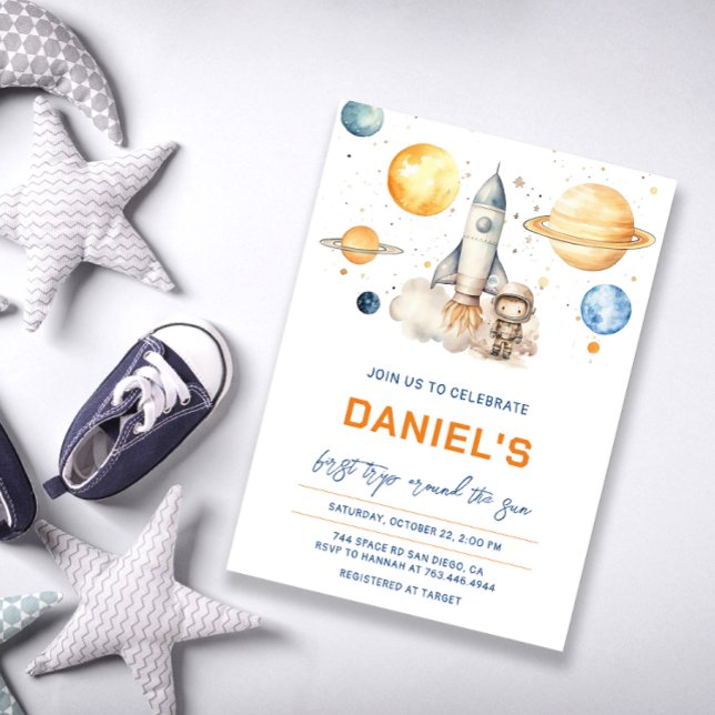 Invitation L'Astronaut Espace Premier Voyage Autour Du Soleil (Créateur téléchargé)