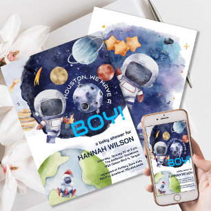Invitation L'Astronaut Houston Nous Avons Un Baby shower Garç