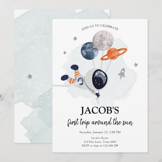 Invitation L'astronaute de l'espace extra-atmosphérique Orang (Devant / Derrière)