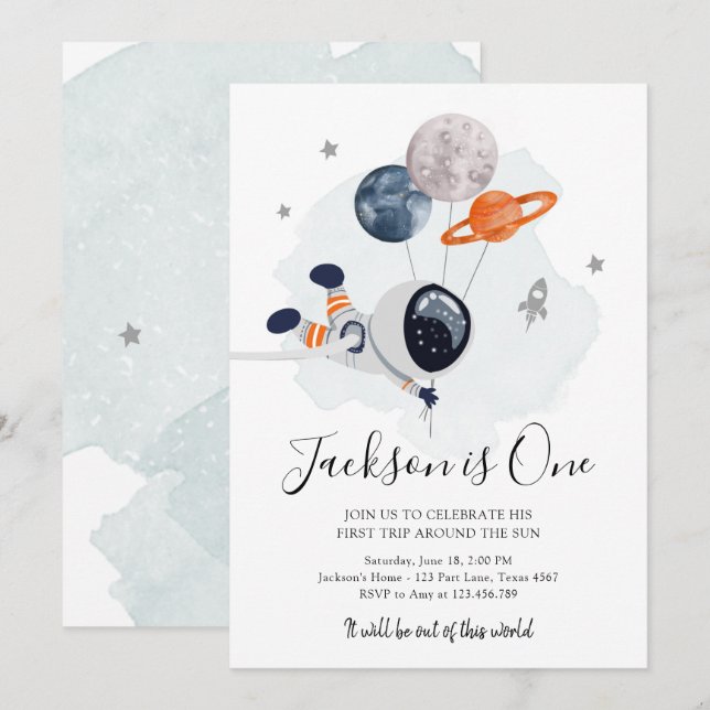 Invitation L'astronaute de l'espace extra-atmosphérique Orang (Devant / Derrière)