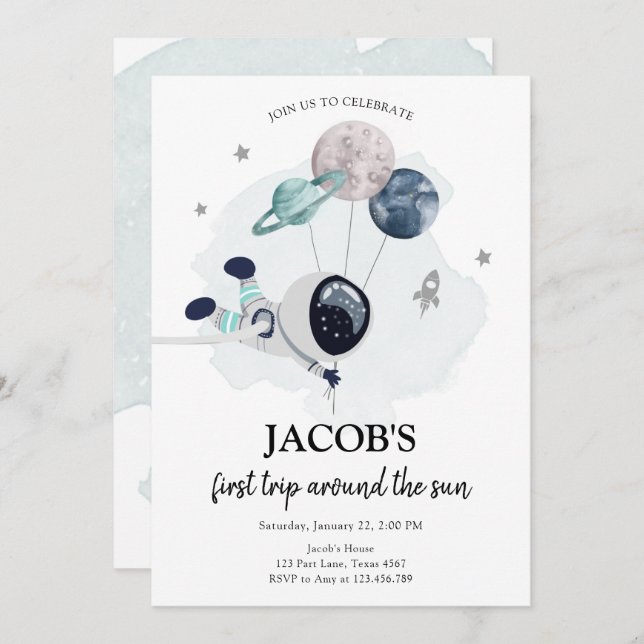 Invitation L'astronaute de l'espace extra-atmosphérique Orang (Devant / Derrière)