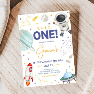 Invitation L'astronaute Première fête d'anniversaire de voyag
