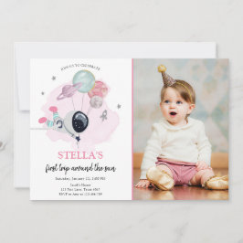 Invitation L'astronaute spatiale Pink Girl Premier anniversai