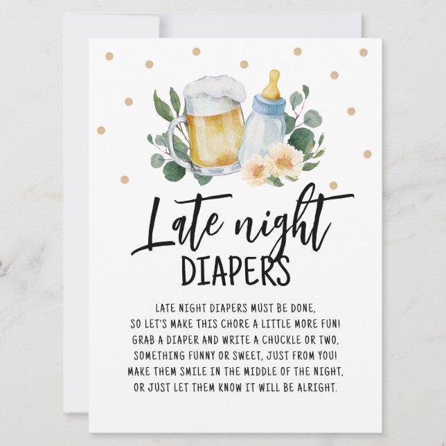 Invitation Late Night Diapers Signale Bébé Brasse De La Végét (Devant)