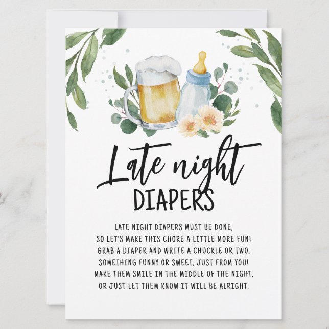 Invitation Late Night Diapers Signale Bébé Brasse De La Végét (Devant)