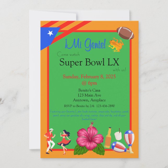 Invitation Latin-themed Football Party (Devant)