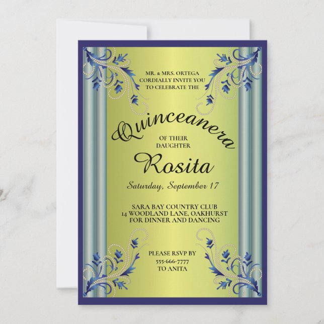 Invitation Latino Girls 15e anniversaire Quinceanera invitati (Devant)