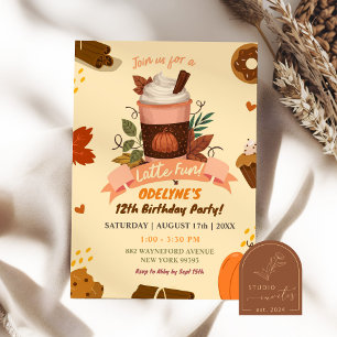 Invitation Latte Dessiné à la Main, Joyeux Anniversaire d'Aut