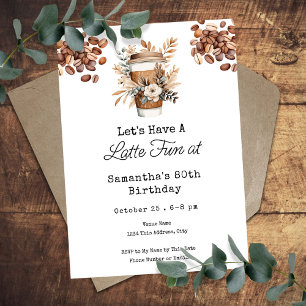 Invitation Latte Fun Coffee 80e anniversaire adulte