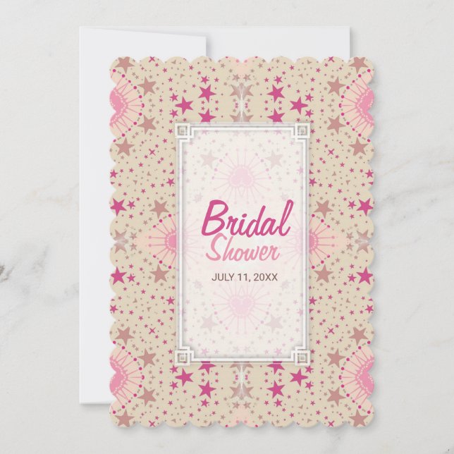 Invitation Latte Rose Stars Motif de douche nuptiale Invitati (Devant)