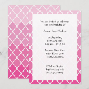 Invitation Latticwork rose, Trellis marocain, Anniversaire