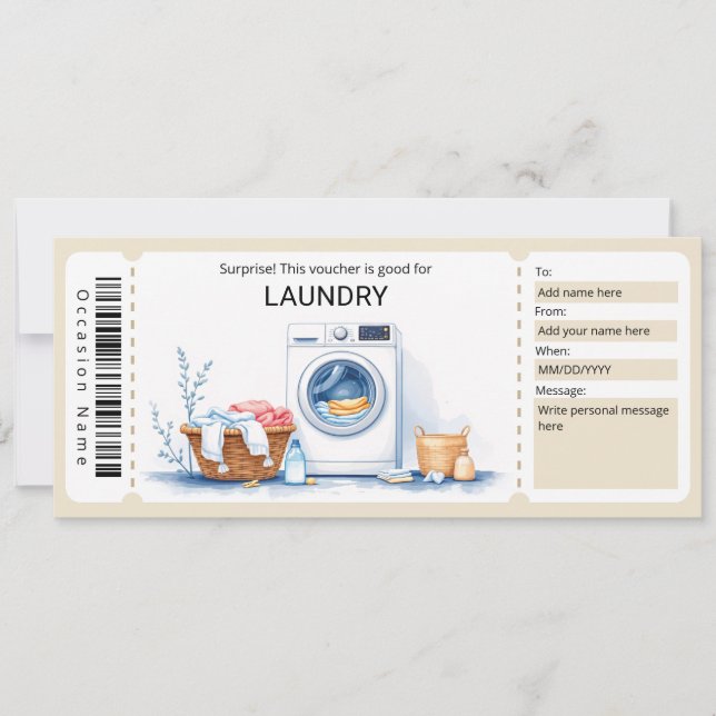 Invitation Laundry Gift Certificate  (Devant)