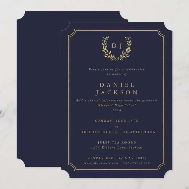 Invitation Lauréat de la couronne de laurier de la marine noi (Devant / Derrière)