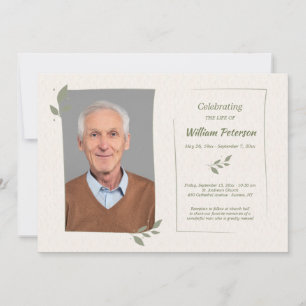 Invitation Laurel Leaf Frame Celebration of Life Card