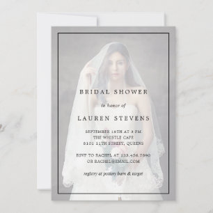 Invitation Lauren Monogram Photo Fête des mariées élégante