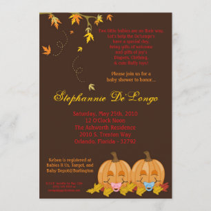 Invitation l'automne 5x7 laisse aux JUMEAUX JUMEAUX
