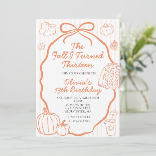 Invitation L'automne de mes treize ans 13e anniversaire