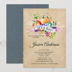 Invitation L'automne de pays allume le baby shower de garçon