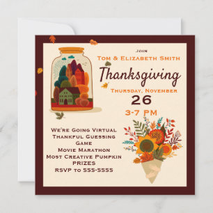 Invitation L'automne de Thanksgiving virtuel dans un pot