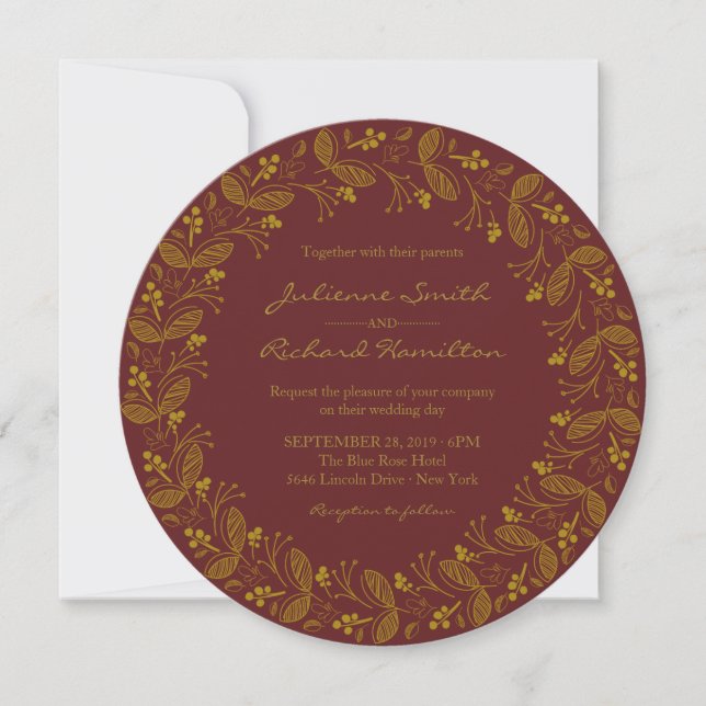 Invitation L'automne laisse le Mariage de automne romantique (Devant)