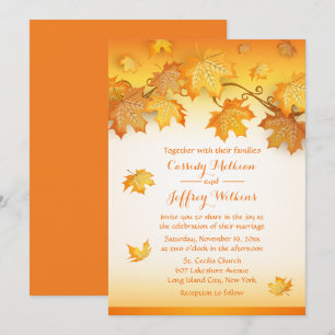 Invitation L'automne laisse l'orange Mariage rustique de l'au