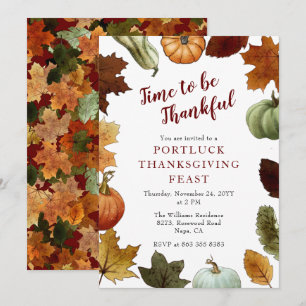 Invitation L'automne quitte Citrouille cadre Thanksgiving Dîn