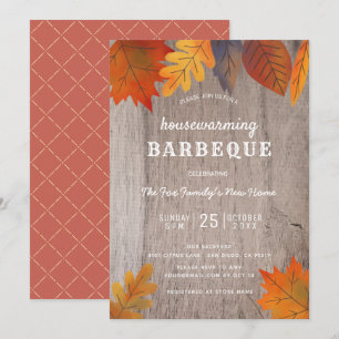 Invitation L'automne quitte le BBQ Party de Houclier Bois