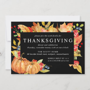 Invitation L'automne quitte le dîner de Thanksgiving Citrouil